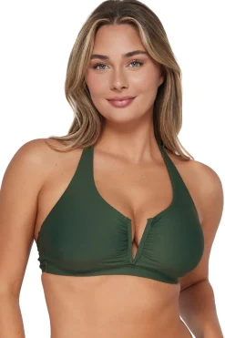 Plus Size|Underwire<Sunsets Island Green Vienna V-Wire Top