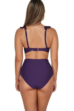 Plus Size|High-Waist<Sunsets Paradise Plum Capri High Waist Bottom