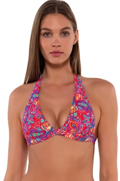 Wire-Free|Bikini Tops<Sunsets Rue Paisley Faith Halter Top