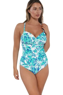 Plus Size|Underwire<Sunsets Sea Breeze Sandbar Rib Serena Tankini Top