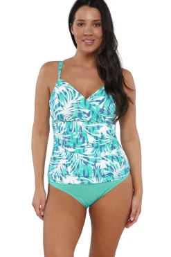 Plus Size|Underwire<Sunsets Sea Breeze Sandbar Rib Serena Tankini Top
