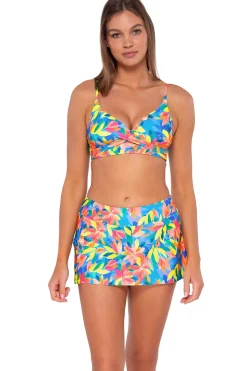 Plus Size<Sunsets Shoreline Petals Sporty Swim Skirt