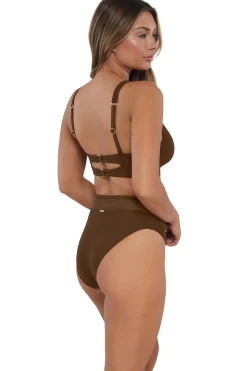 Plus Size|High-Waist<Sunsets Tiki Brown Annie High Waist Bottom
