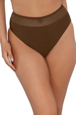 Plus Size|High-Waist<Sunsets Tiki Brown Annie High Waist Bottom