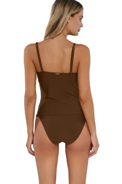 Wire-Free|Tankinis<Sunsets Tiki Brown Simone Tankini Top