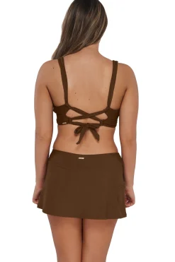 Plus Size<Sunsets Tiki Brown Sporty Swim Skirt