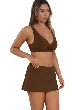 Plus Size<Sunsets Tiki Brown Sporty Swim Skirt