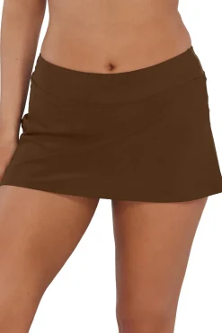 Plus Size<Sunsets Tiki Brown Sporty Swim Skirt