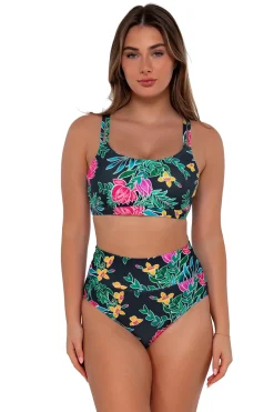 Plus Size|High-Waist<Sunsets Twilight Blooms Hannah High Waist Bottom