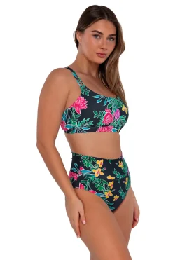 Plus Size|High-Waist<Sunsets Twilight Blooms Hannah High Waist Bottom