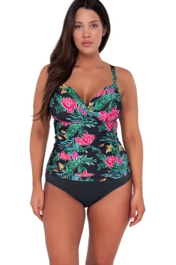 Plus Size|Underwire<Sunsets Twilight Blooms Serena Tankini Top