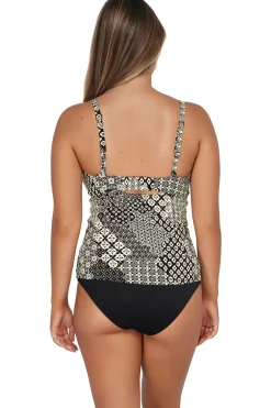 Plus Size|Underwire<Sunsets Venice Seagrass Texture Zuri V-Wire Tankini Top
