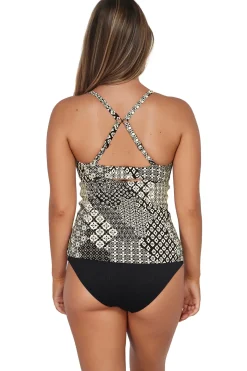 Plus Size|Underwire<Sunsets Venice Seagrass Texture Zuri V-Wire Tankini Top