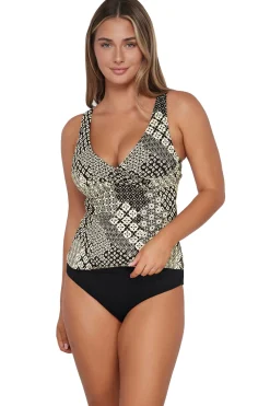 Plus Size|Underwire<Sunsets Venice Seagrass Texture Elsie Tankini Top