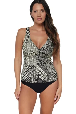 Plus Size|Underwire<Sunsets Venice Seagrass Texture Elsie Tankini Top