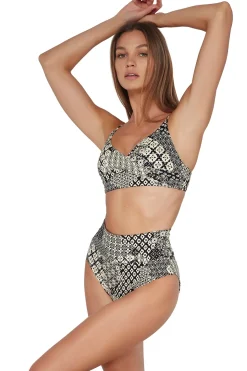 Plus Size|High-Waist<Sunsets Venice Seagrass Texture Hannah High Waist Bottom