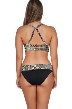 Plus Size|High-Waist<Sunsets Venice Seagrass Texture Capri High Waist Bottom