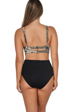Plus Size|High-Waist<Sunsets Venice Seagrass Texture Capri High Waist Bottom
