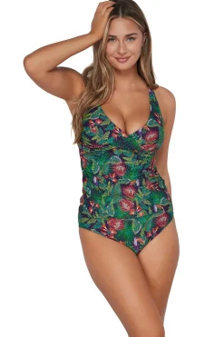 Plus Size|Underwire<Sunsets Welcome To Rio Elsie Tankini Top