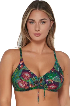 Plus Size|Underwire<Sunsets Welcome To Rio Kauai Keyhole Top