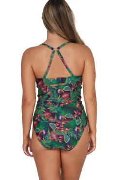 Plus Size|Underwire<Sunsets Welcome To Rio Zuri V-Wire Tankini Top