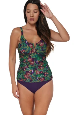 Plus Size|Underwire<Sunsets Welcome To Rio Zuri V-Wire Tankini Top